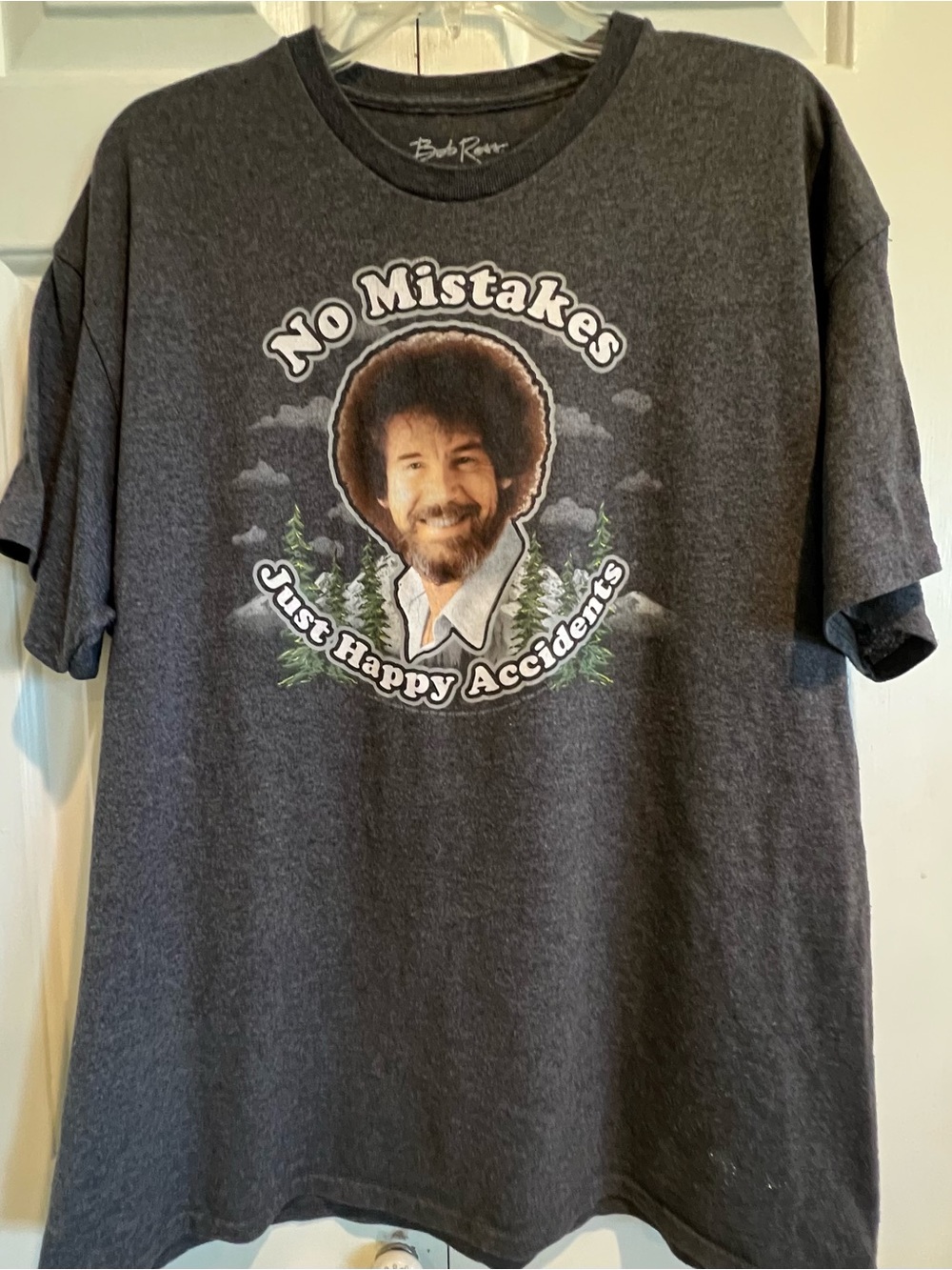 Bob Ross 'No Mistakes Just Happy Accidents' Graphic Tee - Charcoal
